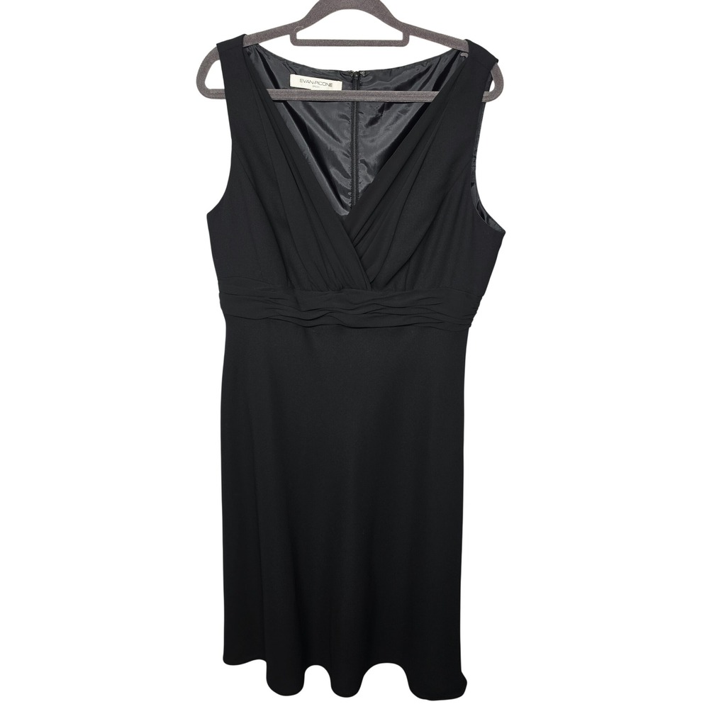Evan Picone Womens Black Sleeveless V-Neck Empire Waist Cocktail Dress Size 14